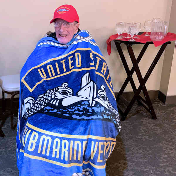 Marty Kirwan staying warm with a blanket donated by Keith Simpson