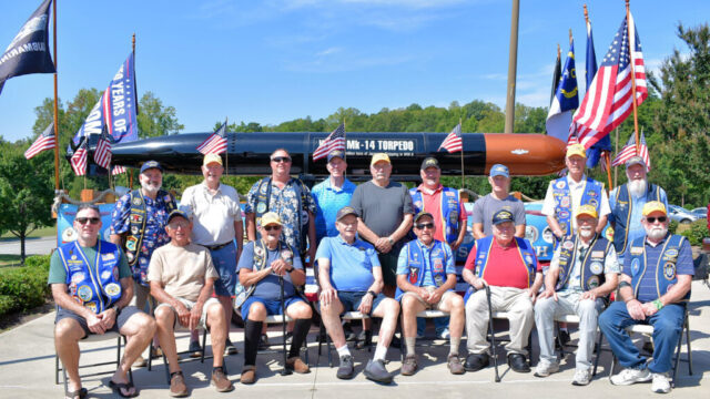 Nat Greene Base Members in Front of Torpedo Float Base members from USSVI Nat Greene Base in front of the Torpedo Float at our annual picnic